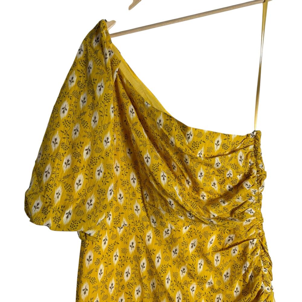 Veronica Beard Virginia Sun Yellow One Shoulder Floral Tiered Maxi Dress Size 16 - Picture 6 of 16